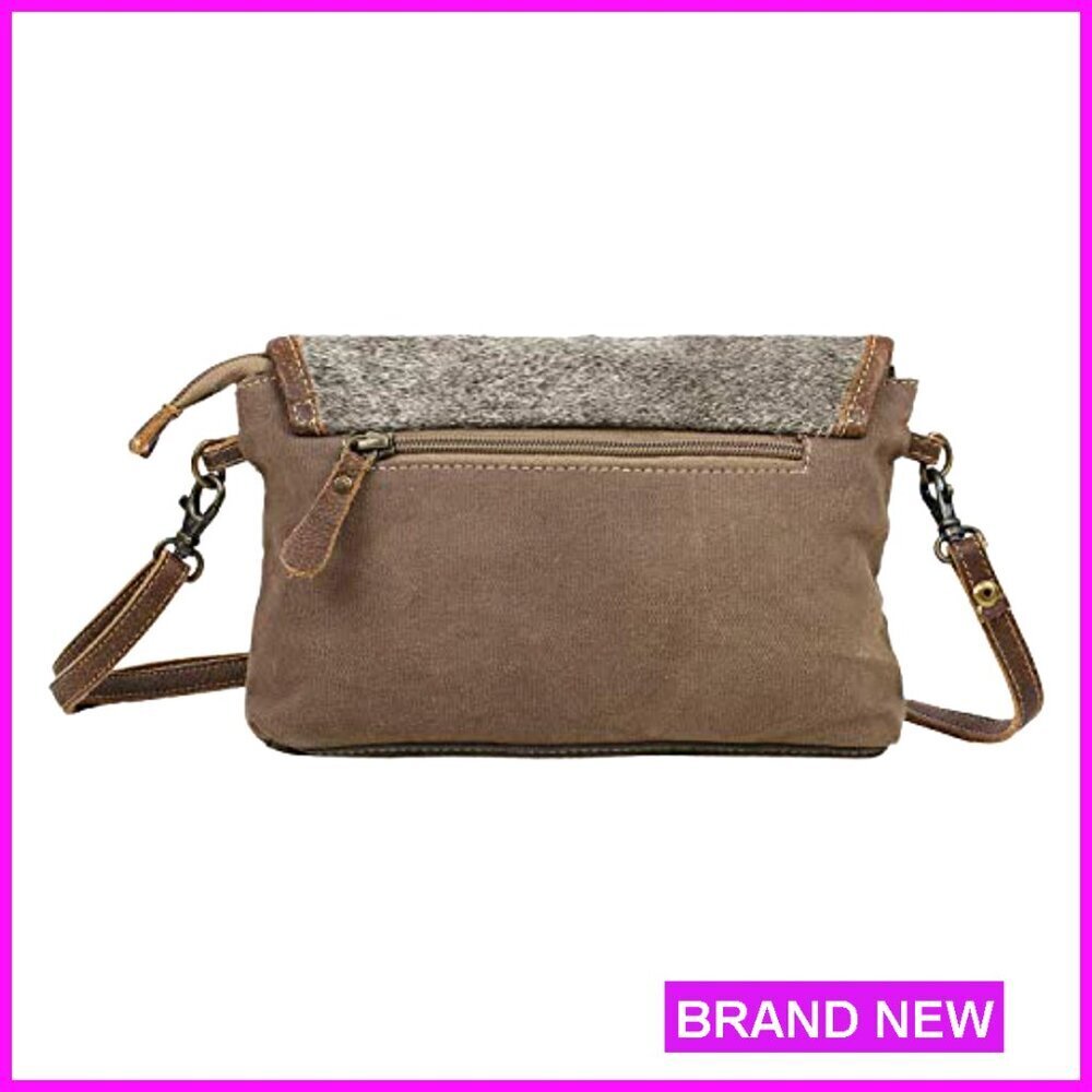 Canvas Crossbody Bag with Leather Strap Floral Mosaic Boho Chic Handcrafted - Picture 3 of 6